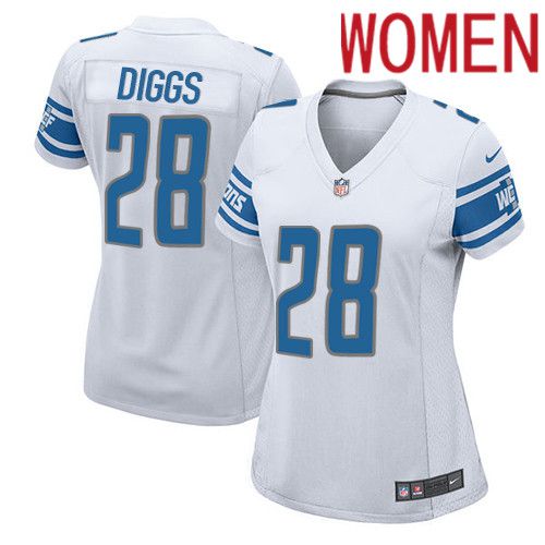 Women Detroit Lions #28 Quandre Diggs Nike White Game Player NFL Jersey